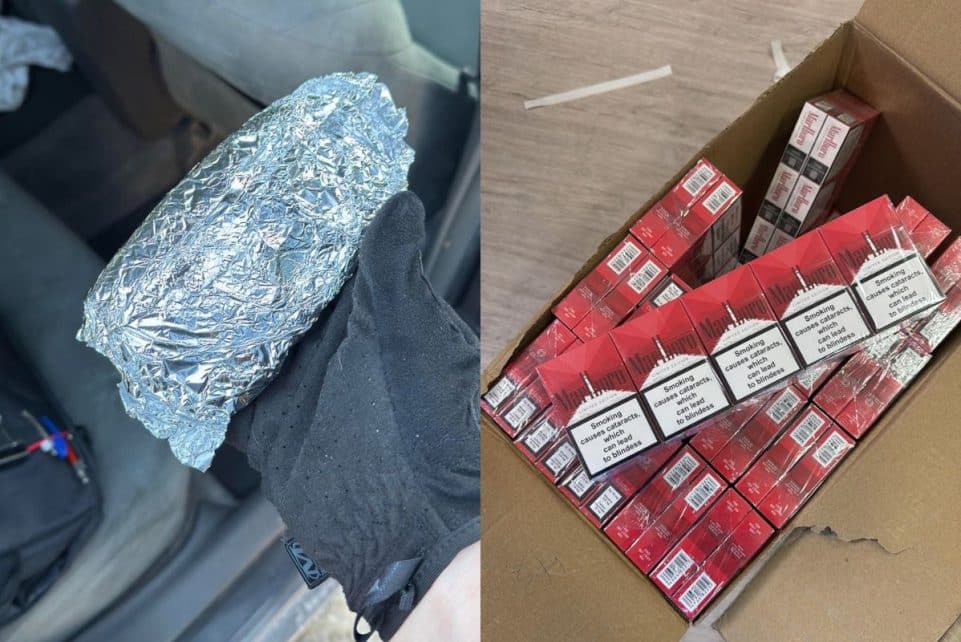 Kontrabandinės cigaretės ir narkotinės medžiagos. ELTA nuotr.