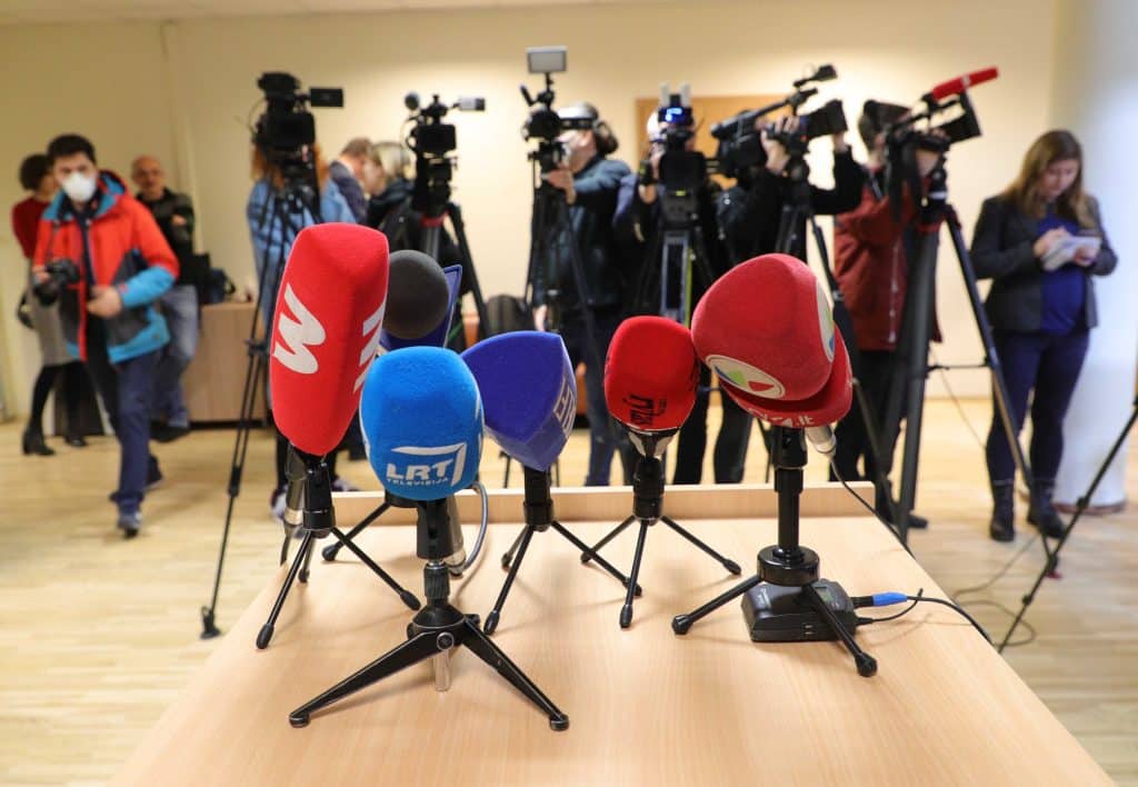 Žiniasklaida. Mikrofonai.Žurnalistai.Dainiaus Labučio (ELTA) nuotr..