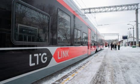 Baterinio „Stadler“ traukinio pristatymas Kaune. ELTA / Orestas Gurevičius