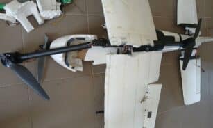 Nutupdytas dronas su kontrabanda. VSAT nuotr.