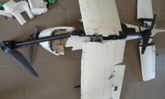 Nutupdytas dronas su kontrabanda. VSAT nuotr.