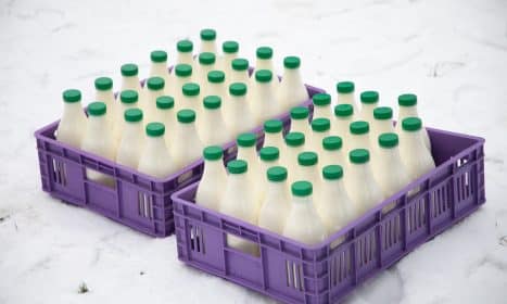 Ūkininkai protestuoja prie pagrindinių perdirbėjų ir prekybininkų būstinių. Dainiaus Labučio (ELTA) nuotr.