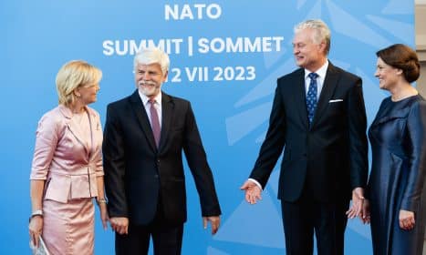 Pirmoji ponia Eva Pavlova, Čekijos prezidentas Petr Pavel, Lietuvos Respublikos Prezidentas Gitanas Nausėda, Pirmoji ponia Diana Nausėdienė. ELTA / Andrius Ufartas