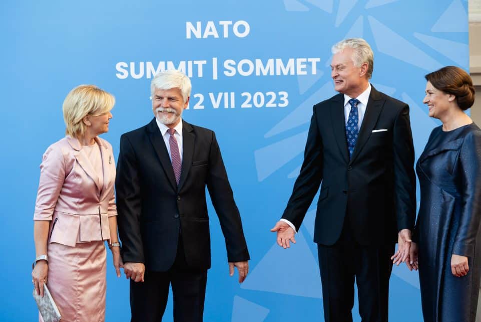 Pirmoji ponia Eva Pavlova, Čekijos prezidentas Petr Pavel, Lietuvos Respublikos Prezidentas Gitanas Nausėda, Pirmoji ponia Diana Nausėdienė. ELTA / Andrius Ufartas