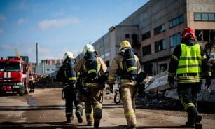 Kontrolinės taktinės pratybos „Žmonių gelbėjimas ir kitų gelbėjimo darbų griuvėsiuose vykdymas“. ELTA / Josvydas Elinskas