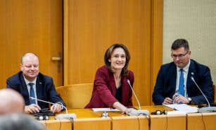 Saulius Skvernelis, Viktorija Čmilytė-Nielsen, Laurynas Kasčiūnas. ELTA / Žygimantas Gedvila