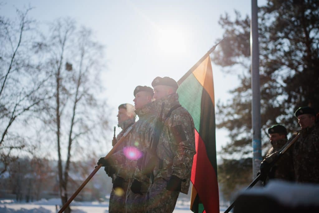 NATO Daugianacionalinės kovinės grupės integracijos ir vadovavimo Vokietijos 45-ajai brigadai „Lietuva“ perdavimo ceremonija. ELTA / Josvydas Elinskas