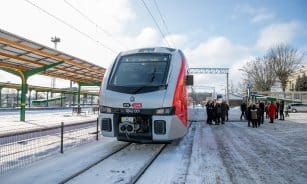 Baterinio „Stadler“ traukinio pristatymas Kaune. ELTA / Orestas Gurevičius
