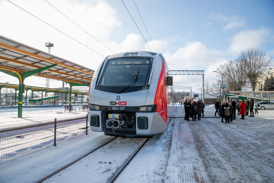 Baterinio „Stadler“ traukinio pristatymas Kaune. ELTA / Orestas Gurevičius