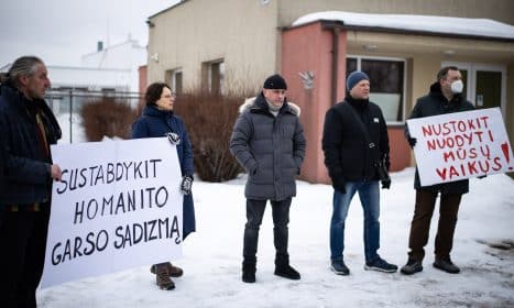 Pagirių bendruomenės protestas dėl taršos. ELTA / Andrius Ufartas