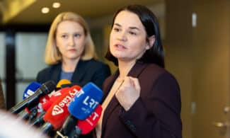 Baltarusijos opozicijos lyderės S. Cichanouskajos komentarai žiniasklaidai. ELTA / Julius Kalinskas