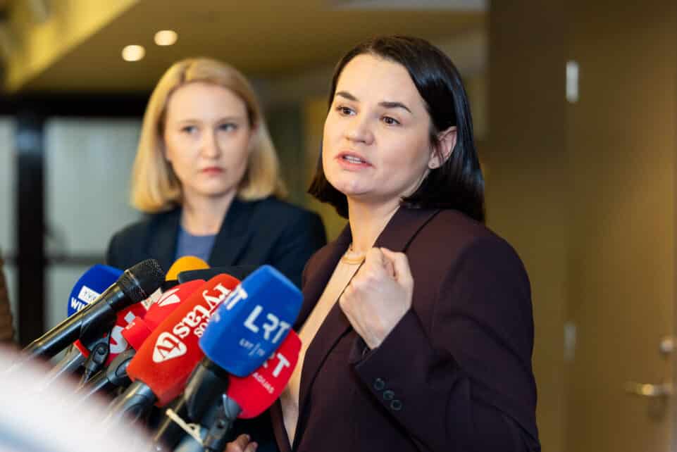 Baltarusijos opozicijos lyderės S. Cichanouskajos komentarai žiniasklaidai. ELTA / Julius Kalinskas