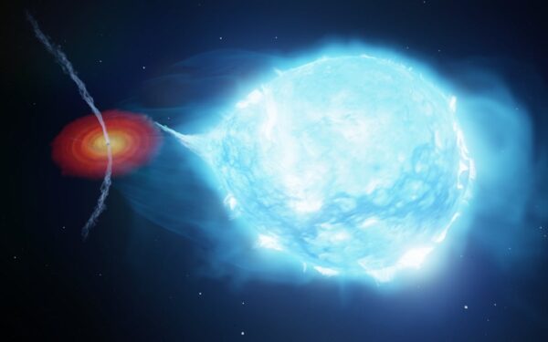 Pirmą kartą užfiksuota: milžiniškas žvaigždės vėjas lanksto juodosios skylės čiurkšles