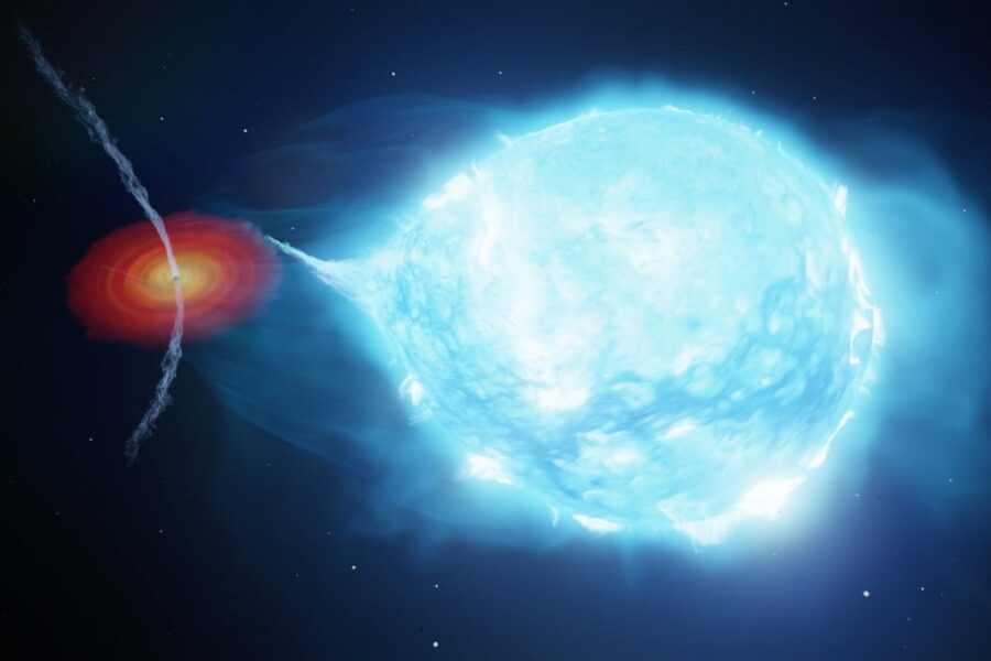 Pirmą kartą užfiksuota: milžiniškas žvaigždės vėjas lanksto juodosios skylės čiurkšles