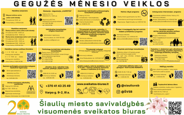 Šiauliuose nemokamos mankštos ir paskaitos: gyventojai kviečiami nepraleisti gegužės programos