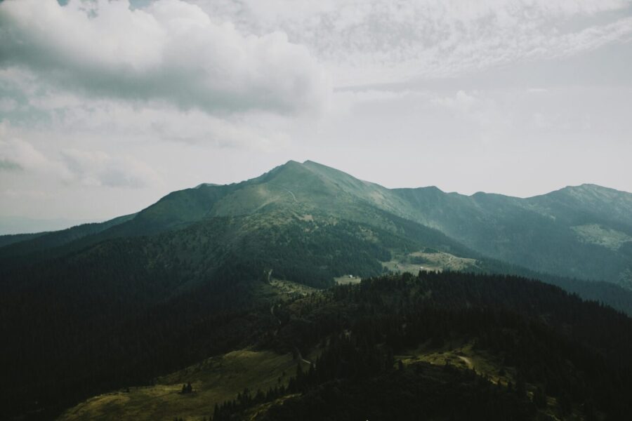 Explore the tranquil beauty of the Carpathian Mountains in Ukraine with this stunning landscape view.
