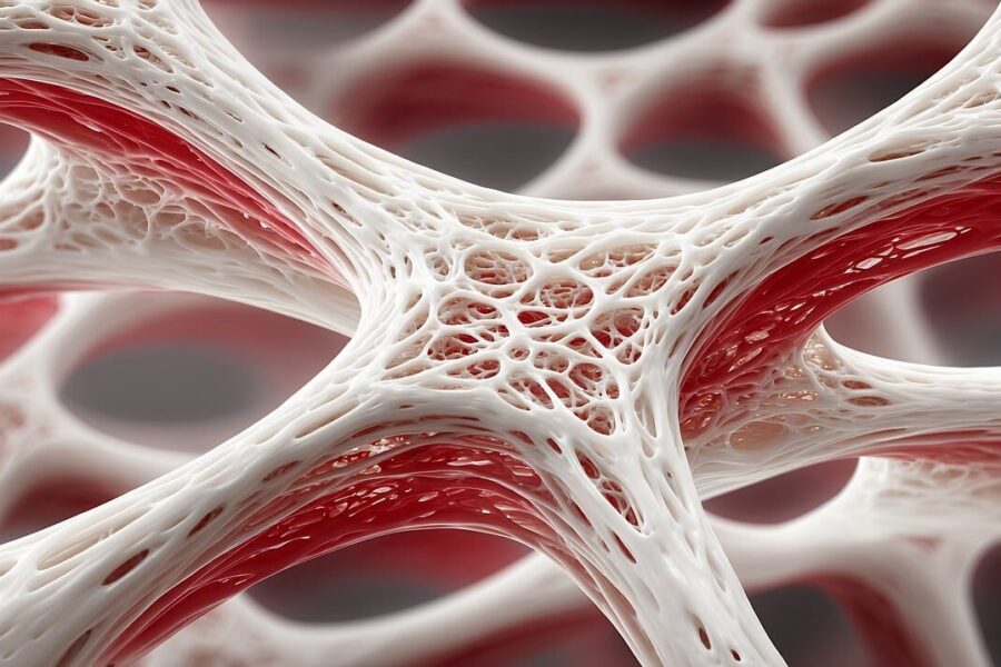 bone, spongy, tissue, structure, medical, health, healthcare, osteoporosis, anatomy, porous, osteoporotic, biological, biology, human, microscopic, trabecular, red, marrow, cell, connective, medicine, science, skeleton, skeletal, ai generated