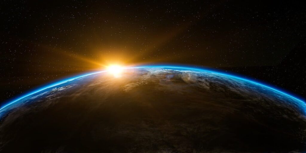 earth, space, sunlight, sun rays, sunrise, sunshine, flare, world, planet, outer space, universe, galaxy, nature, cosmos, space wallpaper, space background, background