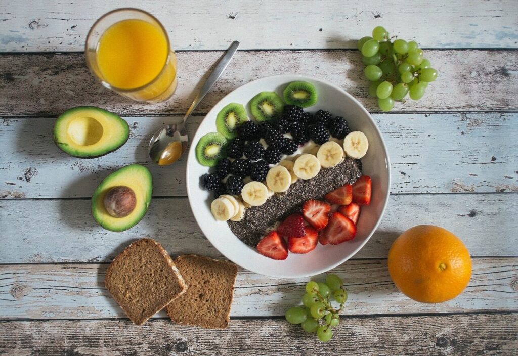 bowl, breakfast, fruits, healthy, food, breakfast bowl, healthy breakfast, fruit bowl, fresh fruits, avocado, bread, orange, rustic, wooden table, flat lay, composition, breakfast, breakfast, breakfast, breakfast, breakfast, avocado