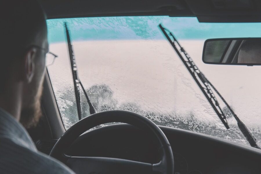 car, windshield, driving, car wallpapers, raining, windshield wipers, guy, man, people, steering wheel, gray rain
