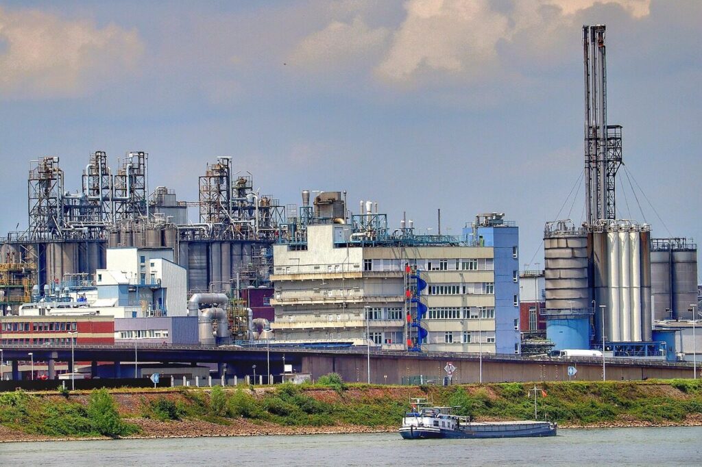 rhine, industry, factory, ship, refinery, oil, tanker, tank, transport, towers, tube, factory, factory, refinery, refinery, refinery, refinery, refinery, tanker