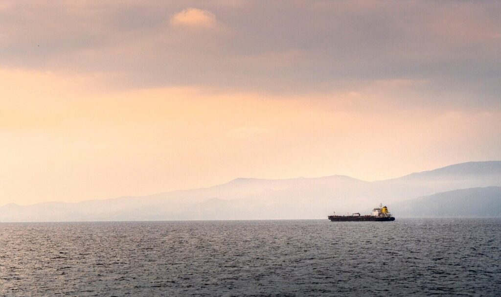 strait, gibraltar, boat, sunset, gibraltar strait, nature, horizon, mountains, vessel, sailing, ship