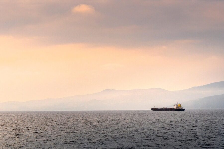 strait, gibraltar, boat, sunset, gibraltar strait, nature, horizon, mountains, vessel, sailing, ship