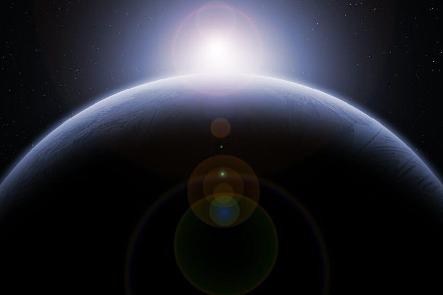 planet, moon, solar system, orbit, nature, space, earth, globe, sunrise, universe, science fiction