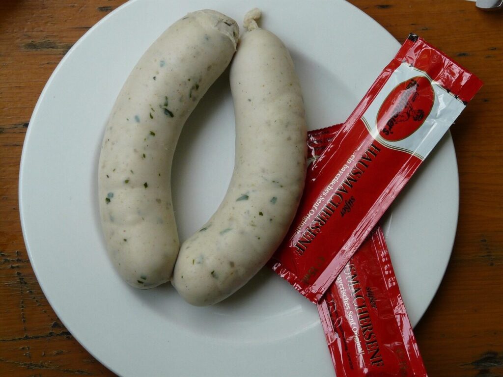 white sausage, bavaria, sausage, mustard, food, white sausage breakfast, boiled sausage