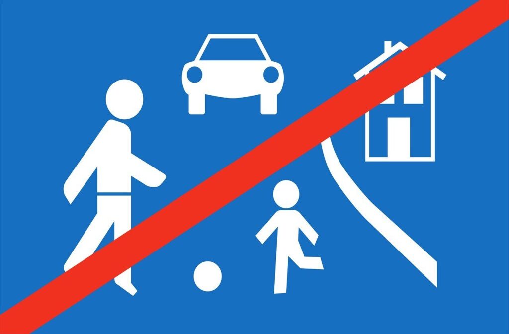 residential area, end, sign, calm traffic zone end, residential area end, street, traffic, road, town, neighborhood, city, urban, street sign, road sign, icon, symbol