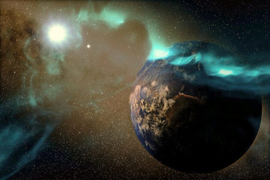 planet, earth, northern lights, magnetism, cosmos, universe, space, world, globe, sphere, science fiction, solar storm, space travel, fantasy, galaxy, astronomy, astrophysics, cosmic, space art, wallpaper, background image