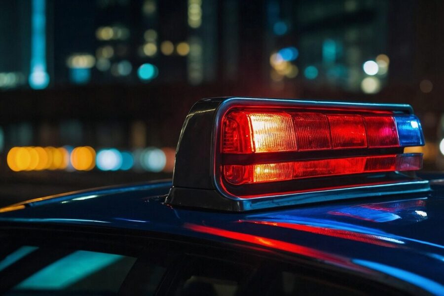 ai generated, flashing lights, police car, police, crime, investigation, criminal case, police officer, profession, crime scene, bokeh, police officers