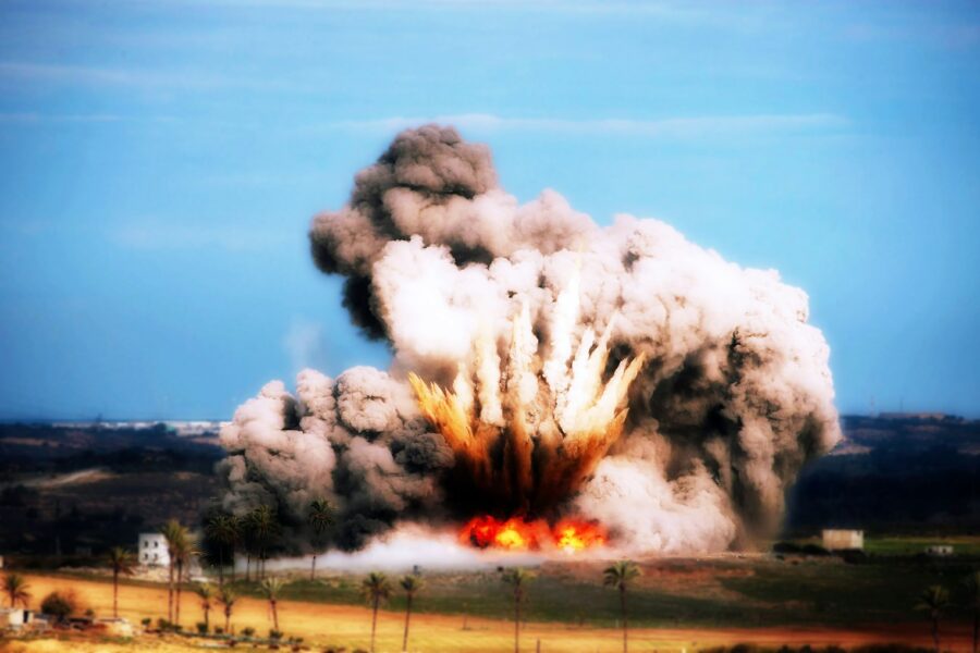 A large cloud of smoke is billowing out of the sky