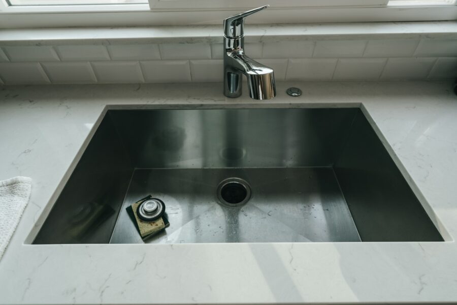 a sink with a faucet