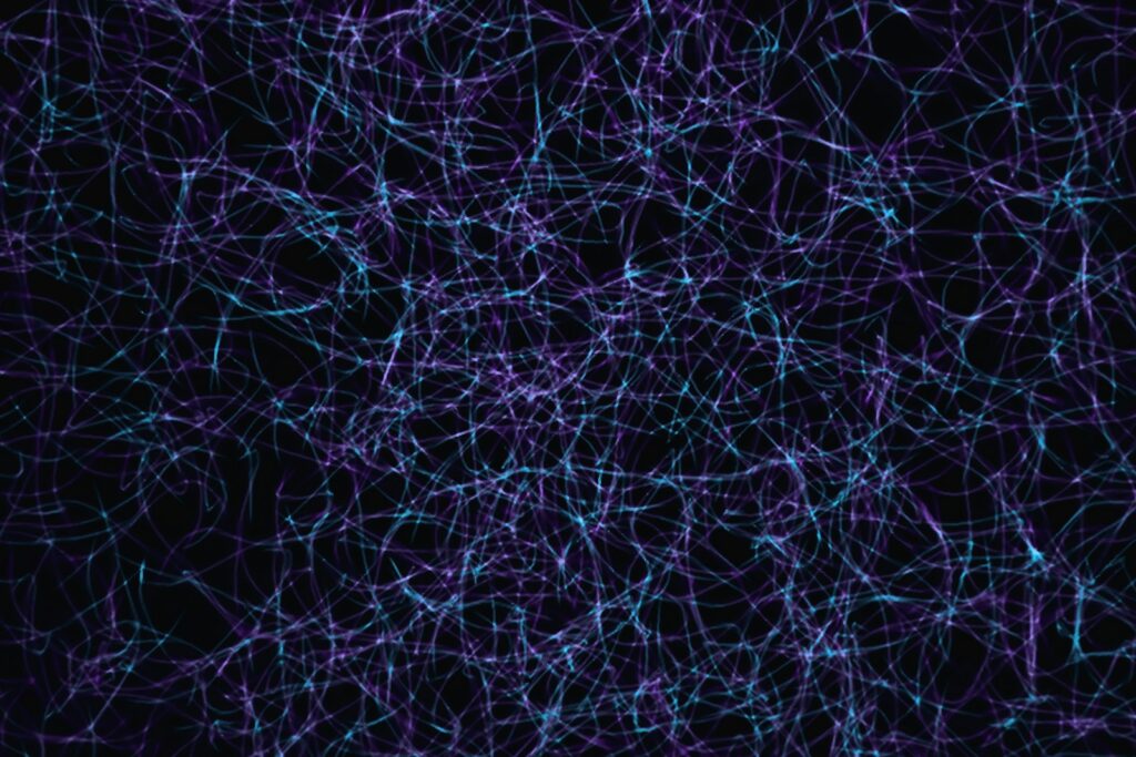 a dark blue background with lots of lines