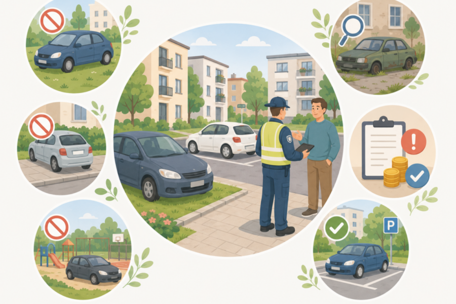 Mieste griežtinama kontrolė: pareigūnai tikrins kiemus, šaligatvius ir apleistus automobilius