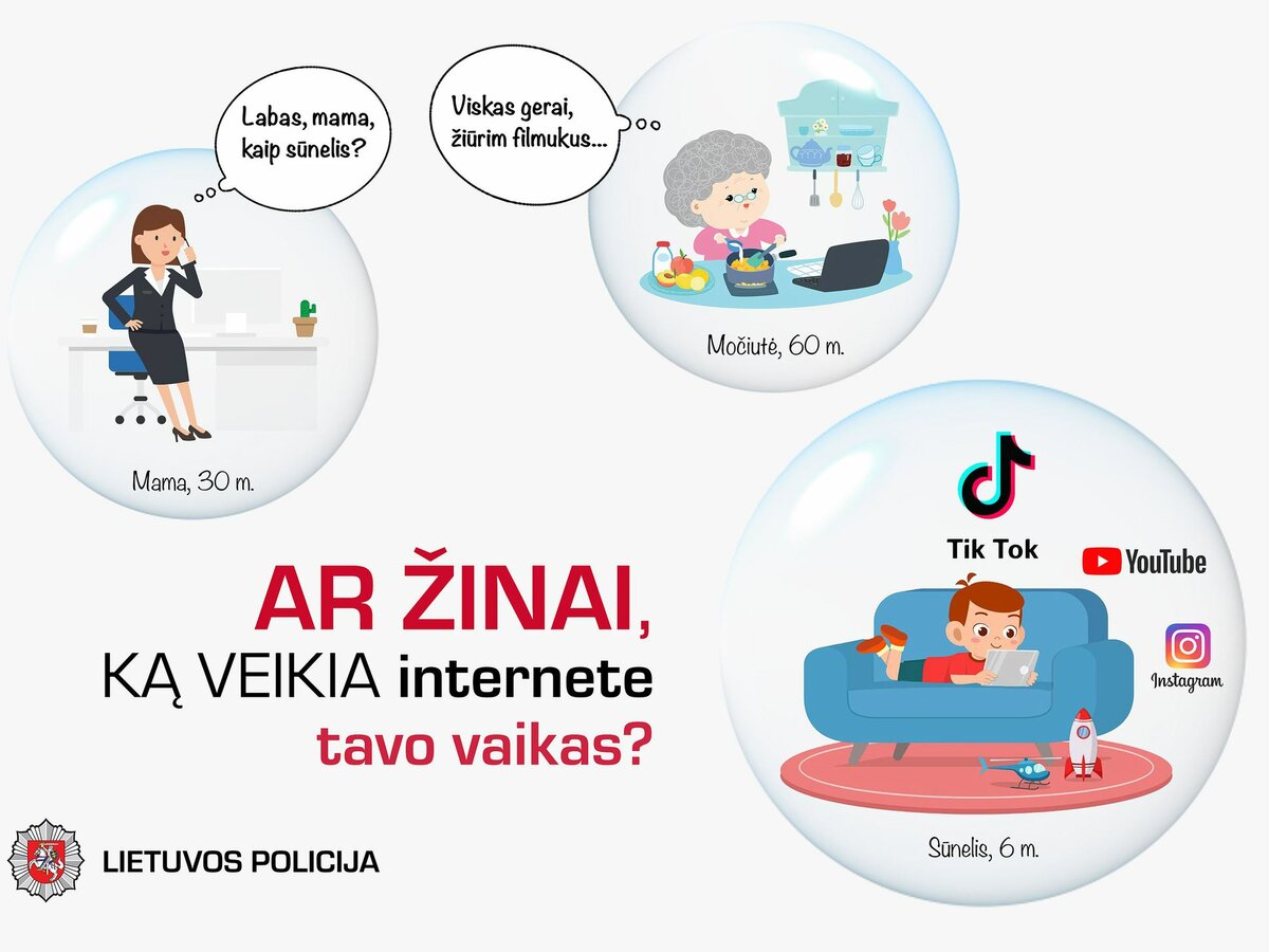 Ar tikrai žinote, ką vaikas veikia internete? Policija ragina nedaryti vienos klaidos