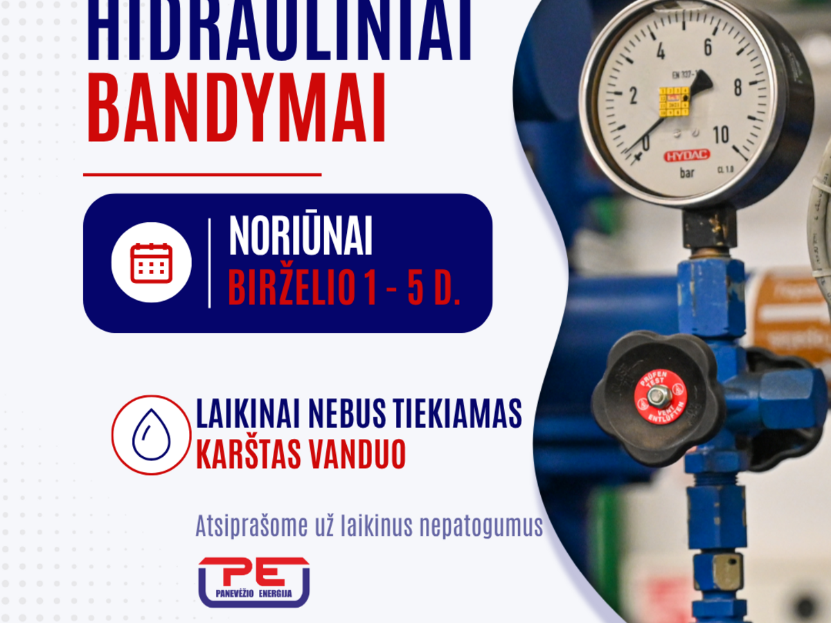 Gyventojams svarbi žinia: birželį laikinai nebus karšto vandens ir šilumos tiekimo