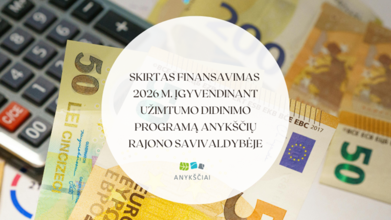 Užimtumo programai skirta 58 200 eurų: paaiškėjo, kam atiteks finansavimas
