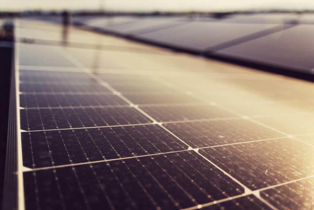 Close-up of solar panels harnessing renewable energy under the Austrian sun.