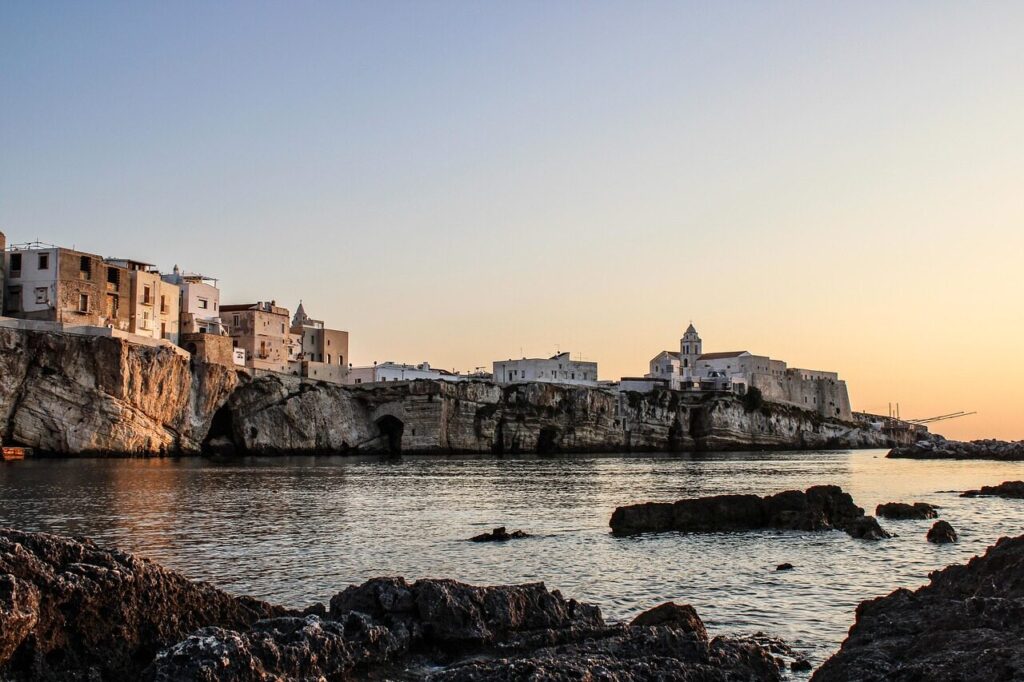 sea, ocean, coast, dawn, nature, puglia, gargano