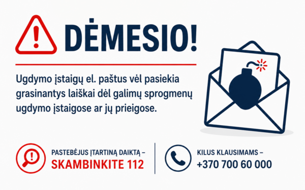 Grasinantys laiškai plinta toliau: mokykloms ir darželiams pateiktos aiškios rekomendacijos