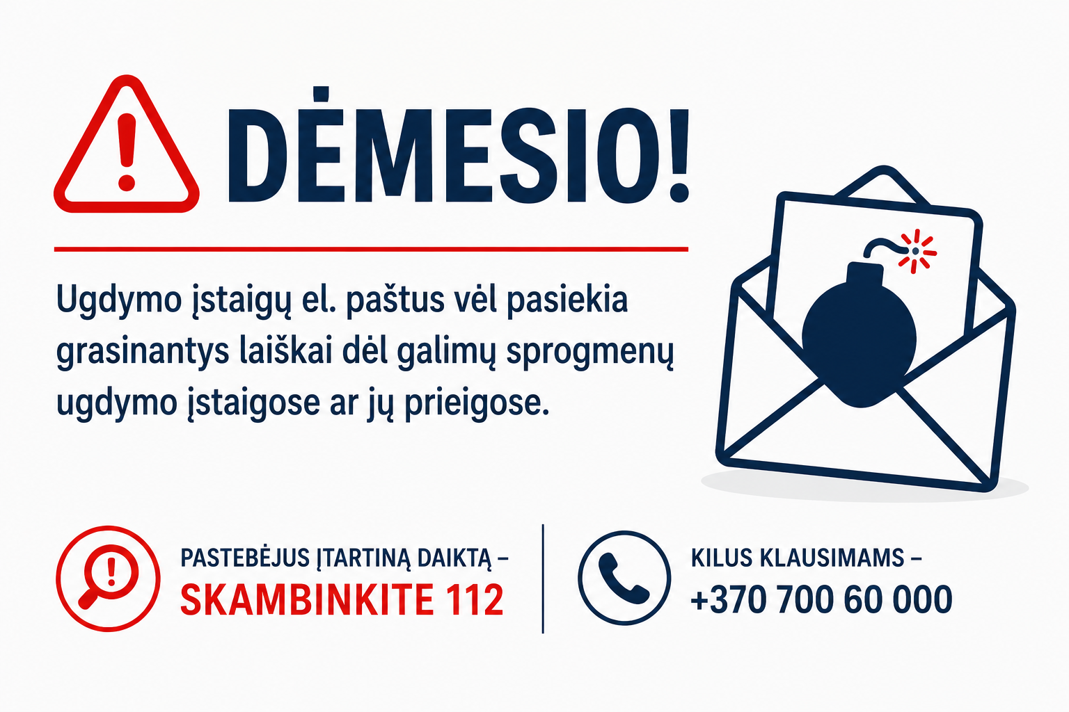 Grasinantys laiškai plinta toliau: mokykloms ir darželiams pateiktos aiškios rekomendacijos