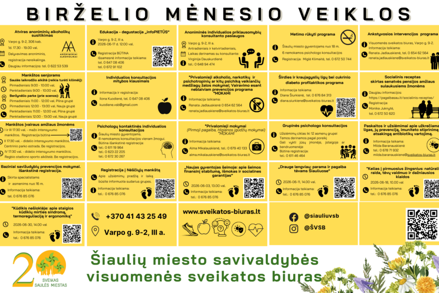 Nemokamos mankštos, paskaitos ir konsultacijos: paskelbtas birželio veiklų kalendorius