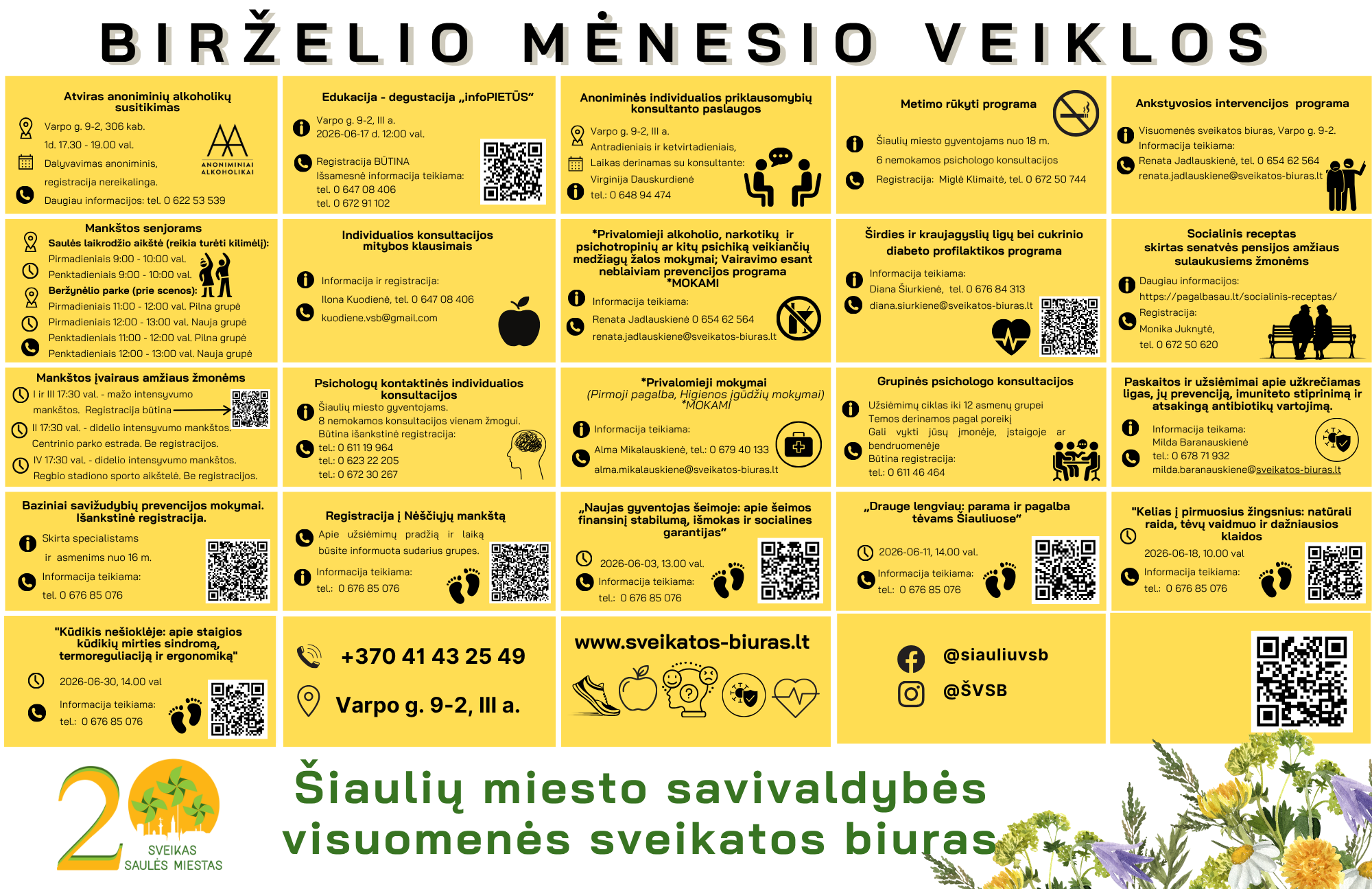 Nemokamos mankštos, paskaitos ir konsultacijos: paskelbtas birželio veiklų kalendorius