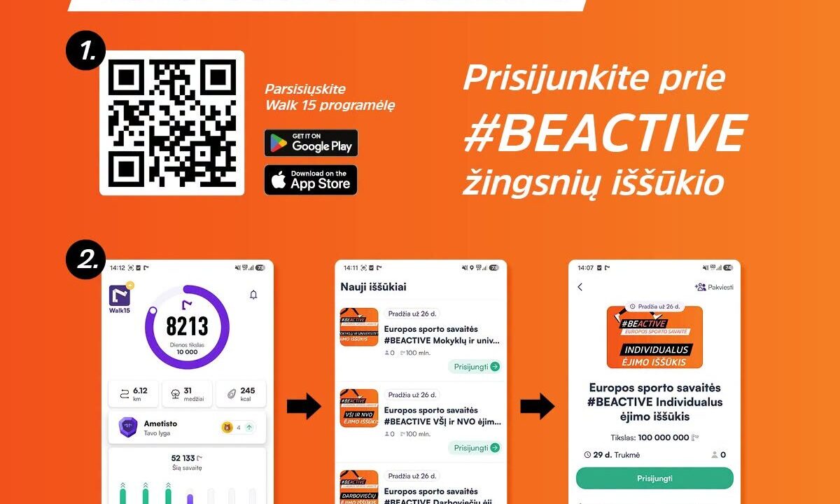 Visagino gyventojams metamas iššūkis: visą rugsėjį skaičiuos kiekvieną žingsnį